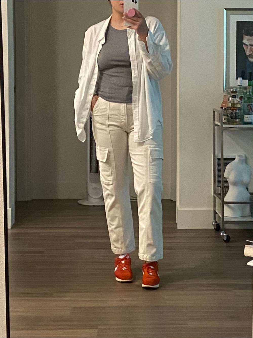 MOTHER Rambler Cargo Straight-Leg Jeans in Cream